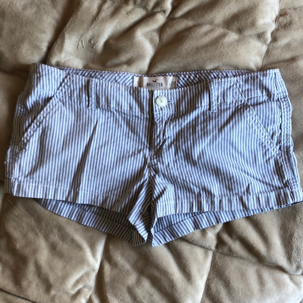 Hollister blue and white striped shorts